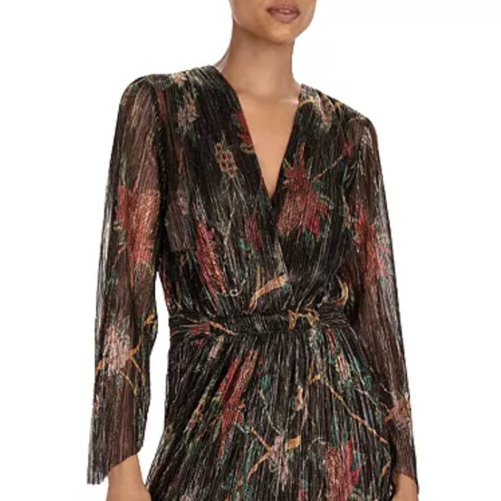 ba&sh Hendrix Metallic Plissé Maxi Dress